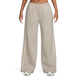 Women's - Nike Studio Fleece Scallop Wide Leg Pants - White/White/White