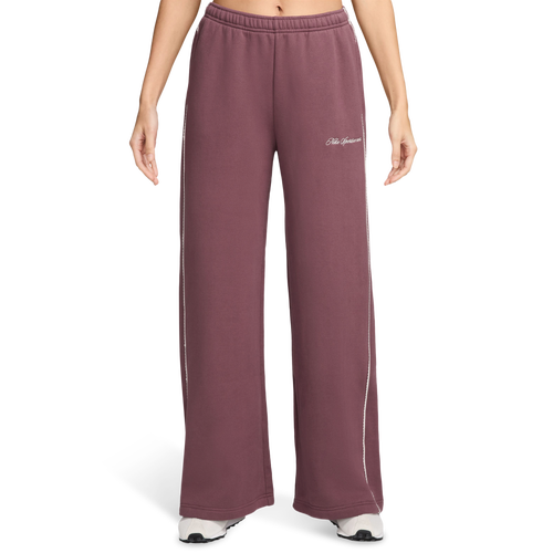 Nike Studio Fleece Scallop Wide Leg Pants - Nike Pink/White