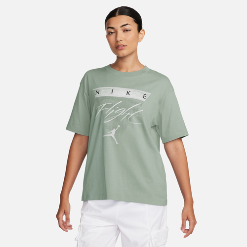 

Jordan Womens Jordan GF Graphic Flight Short Sleeve T-Shirt - Womens Barely Green/Jade Smoke Size M