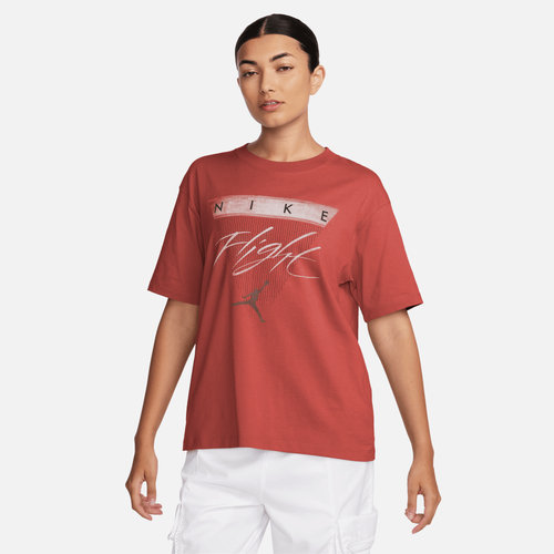 Jordan Womens  Gf Graphic Flight Short Sleeve T-shirt In Dust/dune Red