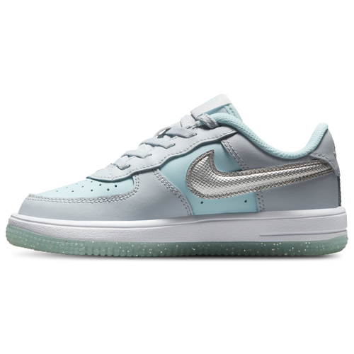 Nike Boys Air Force 1 EasyOn Low Shoes Metallic Silver Glacier Blue Pure Platinum Size 12.0