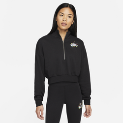 Women's - Nike Essential Half-Zip Crop Crew - Black/White