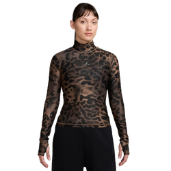 Women's - Jordan Flight Long Sleeve Mesh Top AOP - Tan