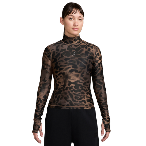  - Jordan Flight Long Sleeve Mesh Top AOP - Tan