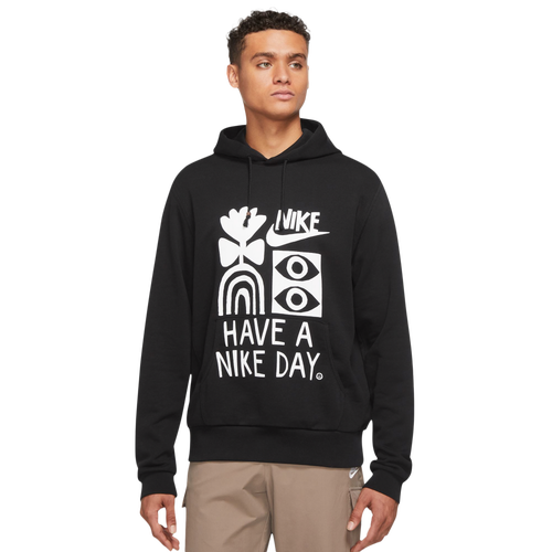 Nike Mens  Hbr Fleece Tech Pullover Hoodie In Black/white