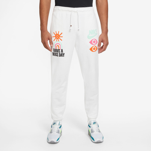 Shop Nike Mens  Hbr Fleece Tech Pants In White/black