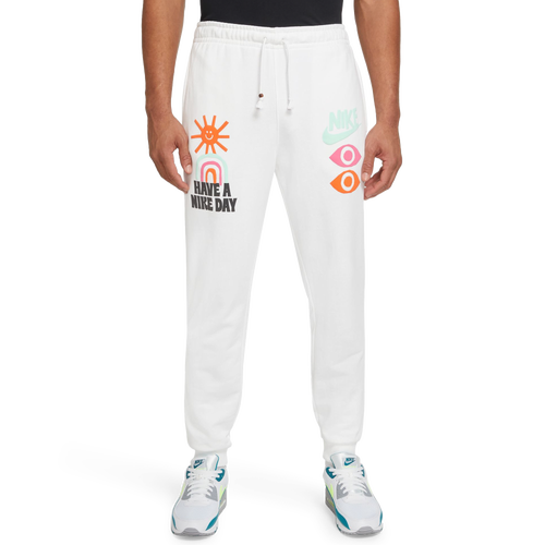 Shop Nike Mens  Hbr Fleece Tech Pants In White/black