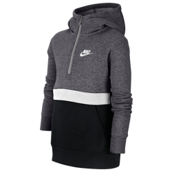 Boys' Grade School - Nike NSW Club 1/2 Zip Fleece Top - Gray/Black/White