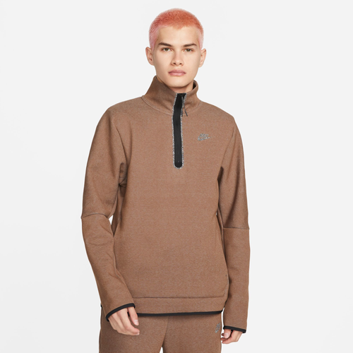 Nike Mens  Revival Tech Fleece Half-zip In Brown/black