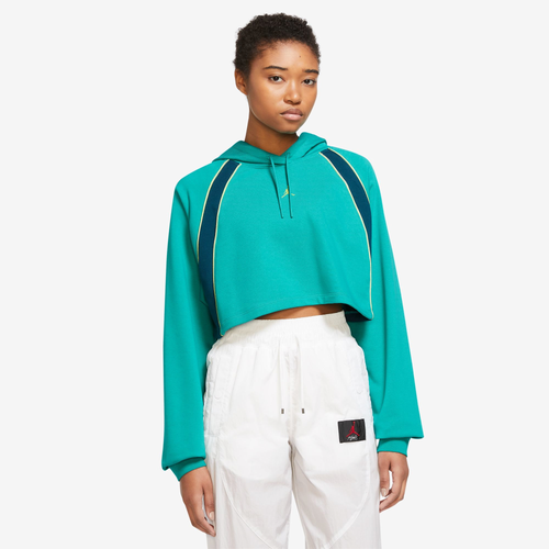 

Jordan Womens Jordan Crop Pullover Fleece - Womens Green/Blue Size L