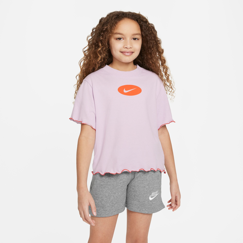 

Nike Girls Nike Dri-FIT Icon Clash Boxy T-Shirt - Girls' Grade School Purple/Pink Size S