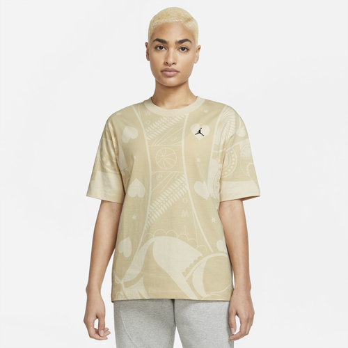 

Jordan Womens Jordan Flight T-Shirt - Womens Beach/Black Size S