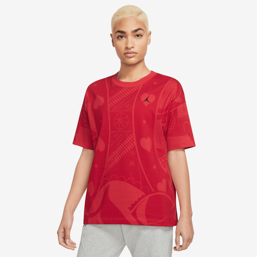 

Jordan Womens Jordan Flight T-Shirt - Womens Fire Red/Black Size S