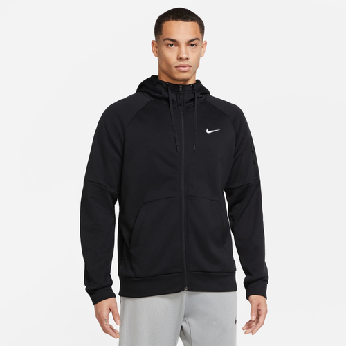 Shop Nike Mens  Therma Fleece Full-zip Hoodie In White/black/black