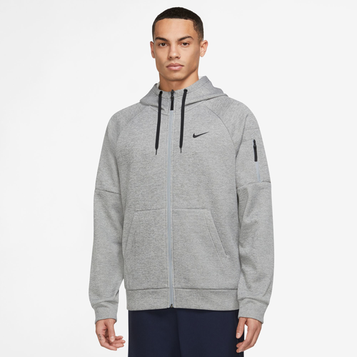 MENS - Nike Therma Fleece Full-Zip Hoodie - Black/Particle Grey Dark Heather