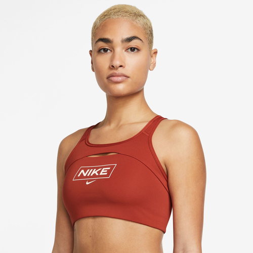 Nike Women's Pro Swoosh Medium-support Non-padded Graphic Sports Bra In  Burgundy