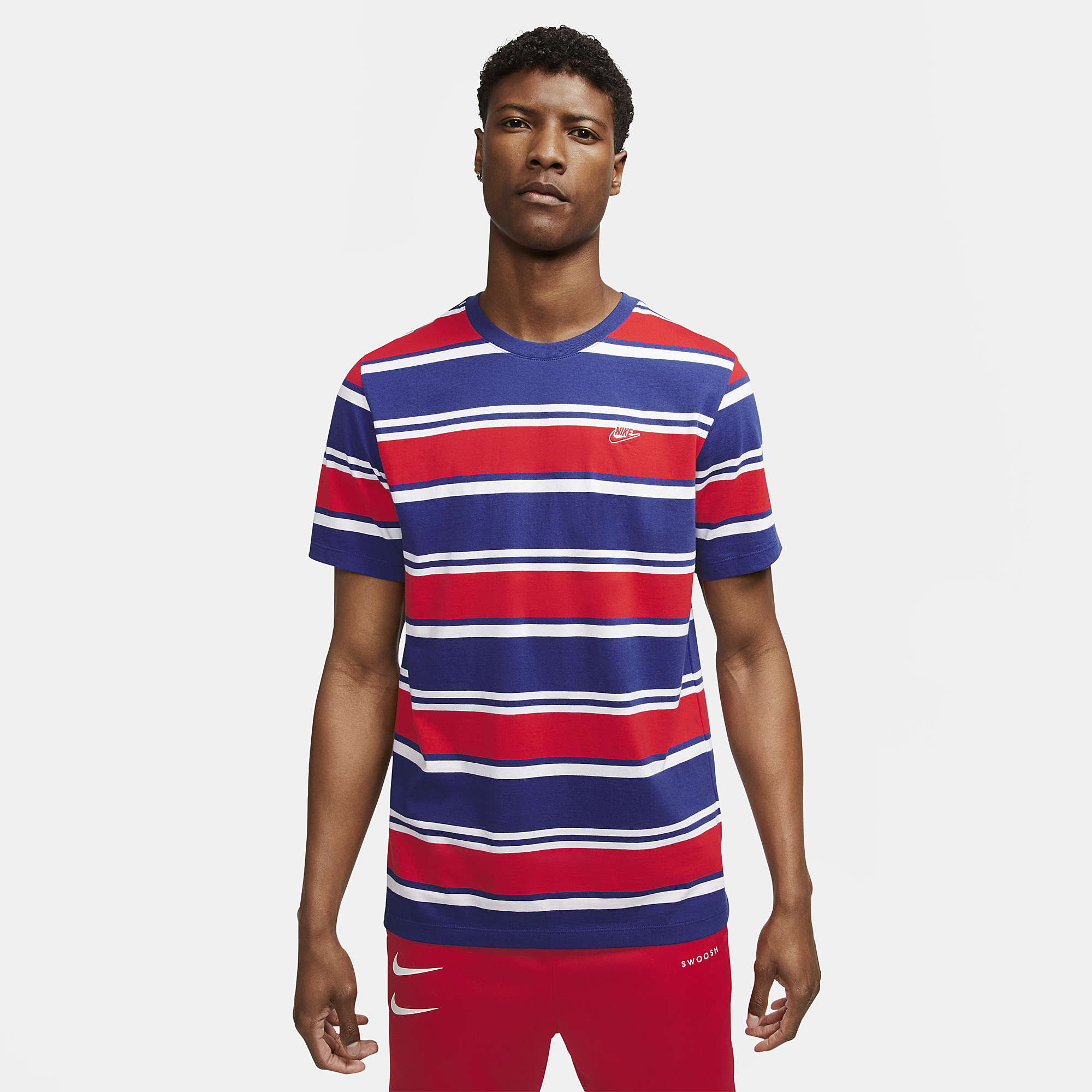 red white and royal blue nike shirt