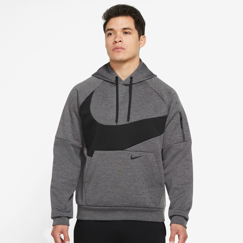 

Nike Mens Nike Therma Fleece Pullover Swoosh Hoodie - Mens Charcoal Heather/Dk Smoke Gray/Black Size XL