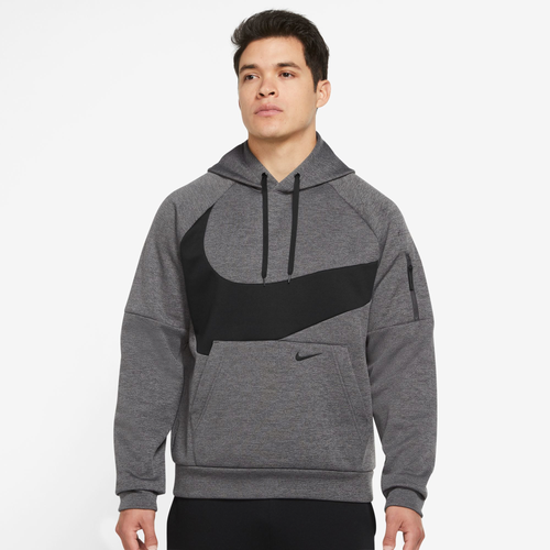 

Nike Mens Nike Therma Fleece Pullover Swoosh Hoodie - Mens Black/Dk Smoke Gray/Charcoal Heather Size S