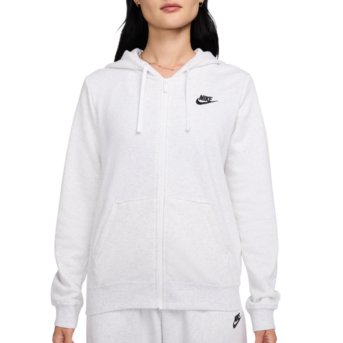 WOMENS - Nike NSW Club Fleece FZ Hoodie - Birch Heather/Black