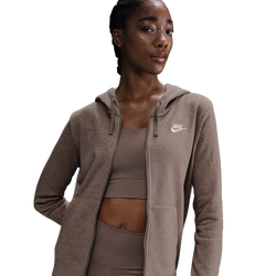 Women's - Nike NSW Club Fleece FZ Hoodie - Mink Brown/Heather/White