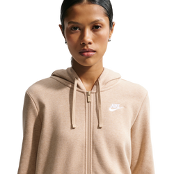 Women's - Nike NSW Club Fleece FZ Hoodie - Linen/Heather/White