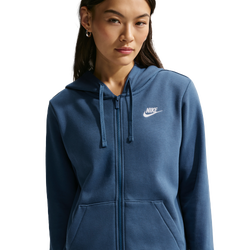 Women's - Nike NSW Club Fleece FZ Hoodie - Mystic Navy/White
