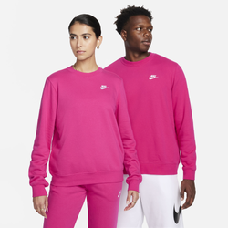 Women's - Nike NSW Club Fleece Crew - White/Fireberry