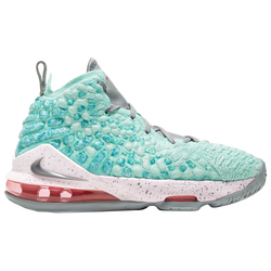 Boys' Grade School - Nike LeBron 17 - Lt Aqua/Particle Grey/Pink Foam