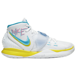 Boys' Grade School - Nike Kyrie 6 - White/Blue Fury/Opti Yellow