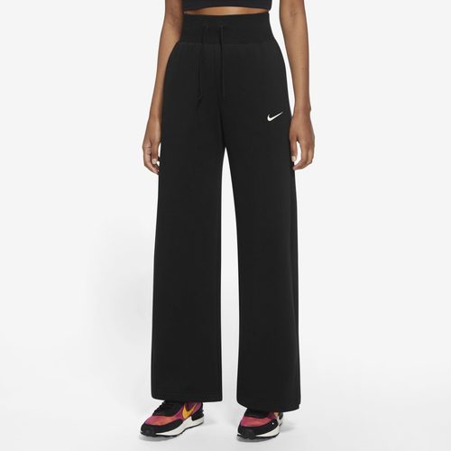 Nike Womens  Style Fleece High Rise Wide Pants In Black/white