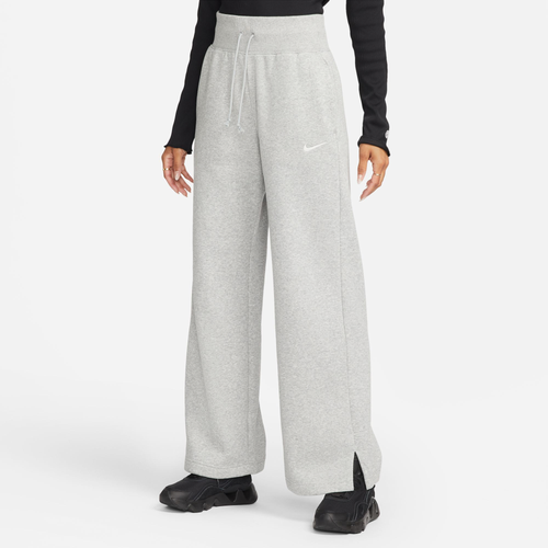Nike Womens  Style Fleece High Rise Wide Pants In White/gray