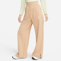 Women's - Nike Style Fleece High Rise Wide Pants - Beige/White