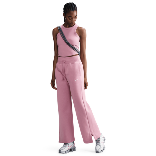 WOMENS - Nike Phoenix High Rise Wide Pants - Pink/White