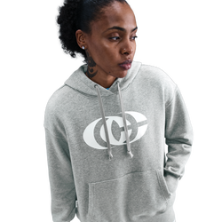 Women's - Nike CC Fleece Pull Over Essentials Hoodie - White/Dk Grey Heather/White
