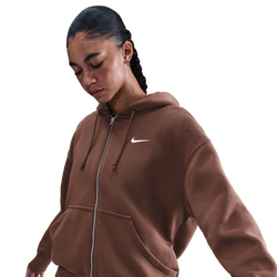 Women's - Nike Phoenix Fleece Long Sleeve Full-Zip - Fauna Brown/Sail