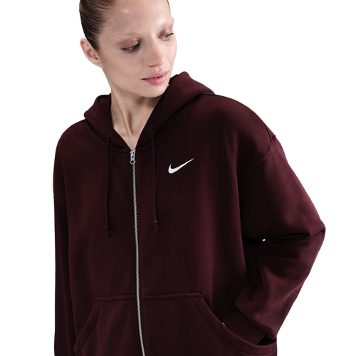 WOMENS - Nike Phoenix Fleece Long Sleeve Full-Zip - Sail/Burgundy Crush