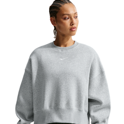 Women's - Nike NSW Style Fleece Crew OOS - Heather/Pure Platinum/Sail