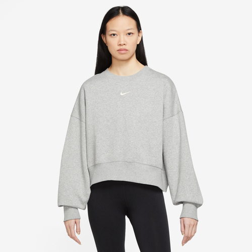 Nike Womens  Nsw Style Fleece Crew Oos In Gray