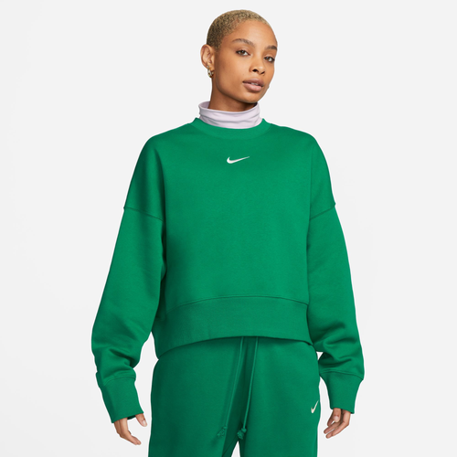 

Nike Womens Nike NSW Style Fleece Crew OOS - Womens Green/White Size XS