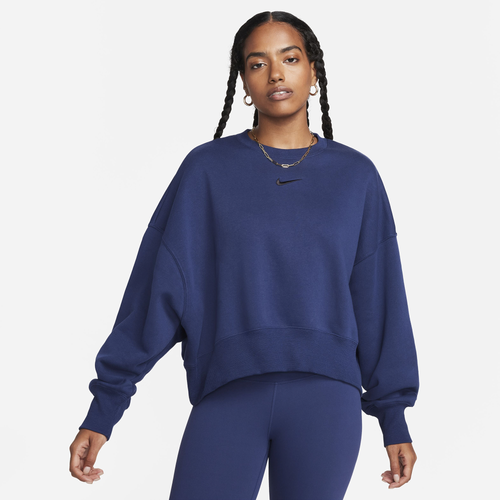 

Nike Womens Nike NSW Style Fleece Crew OOS - Womens Midnight Navy/Black Size S