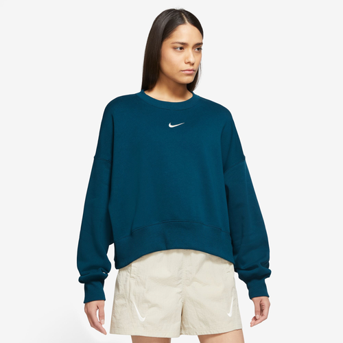 

Nike Womens Nike NSW Style Fleece Crew OOS - Womens Blue/White Size L