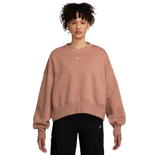 WOMENS - Nike PHNX Fleece Over Sized Crew - Pink/White