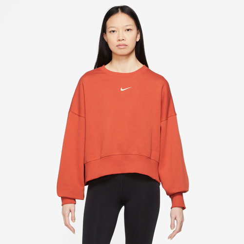 

Nike Womens Nike NSW Style Fleece Crew OOS - Womens Orange/White Size XS