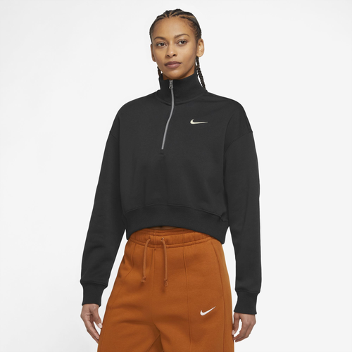 Nike Style Fleece Crop Quarter-Zip - Nike White/Black