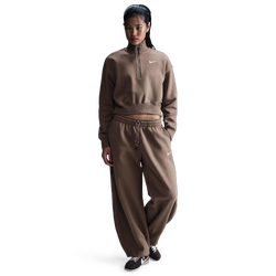 Women's - Nike Style Fleece Crop Quarter-Zip - Sail/Mink Brown