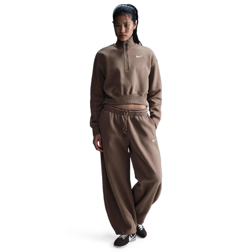 WOMENS - Nike Style Fleece Crop Quarter-Zip - Sail/Mink Brown