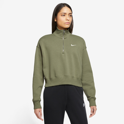 Women's - Nike Style Fleece Crop Quarter Zip - Green/Beige