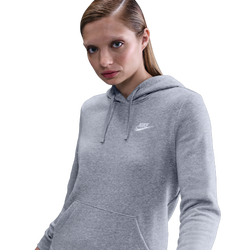Women's - Nike NSW Club Fleece PO Hoodie - Dk Grey Heather/White