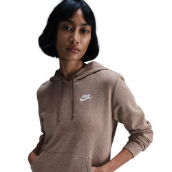 Women's - Nike NSW Club Fleece PO Hoodie - Mink Brown/Heather/White